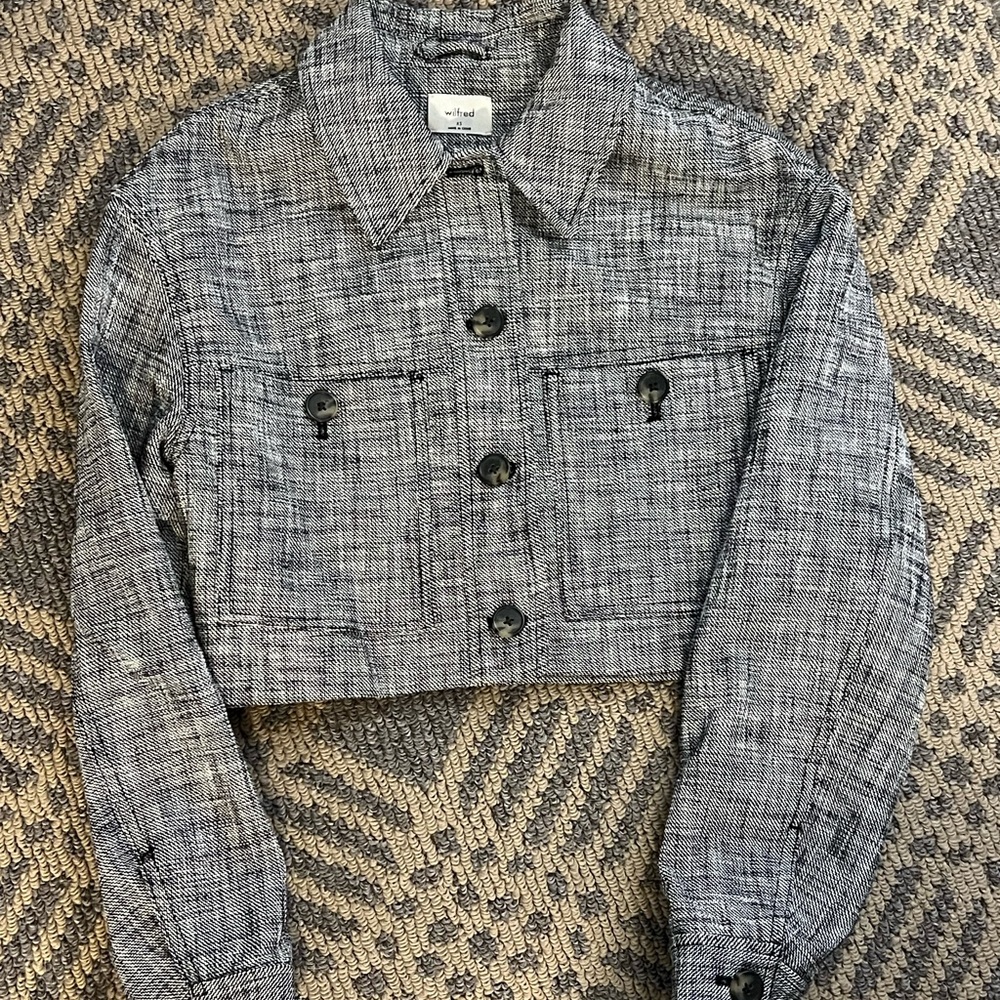 ARITZIA WILFORD JACKET BLACK AND WHITE COTTON XS BUTTON UP